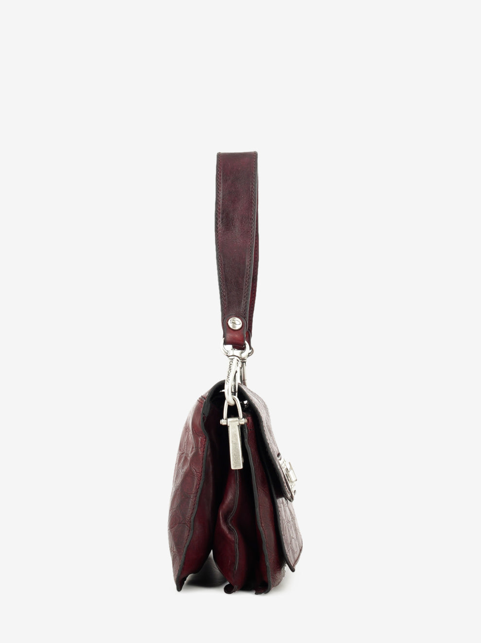 Agnese crossbody bag in wine-colored crocodile-print leather