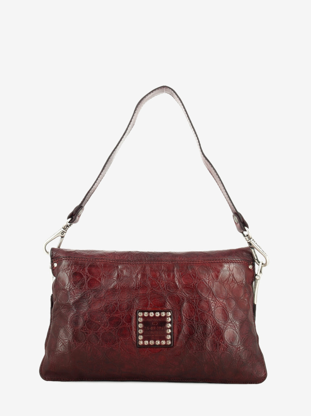 Agnese crossbody bag in wine-colored crocodile-print leather