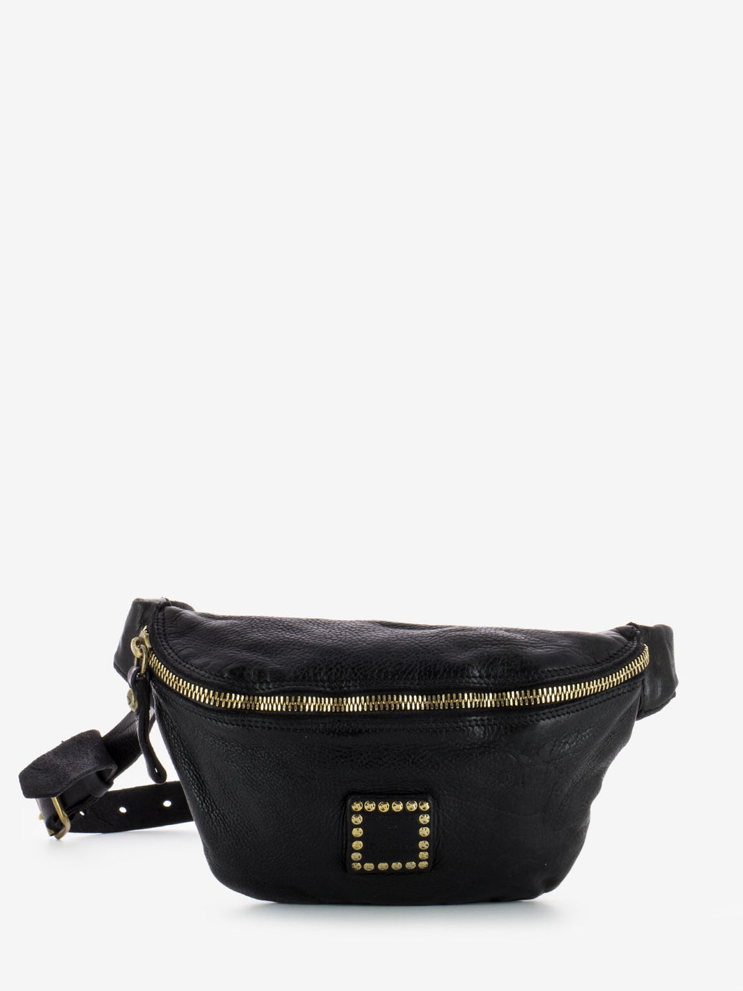 Black studded leather bum bag