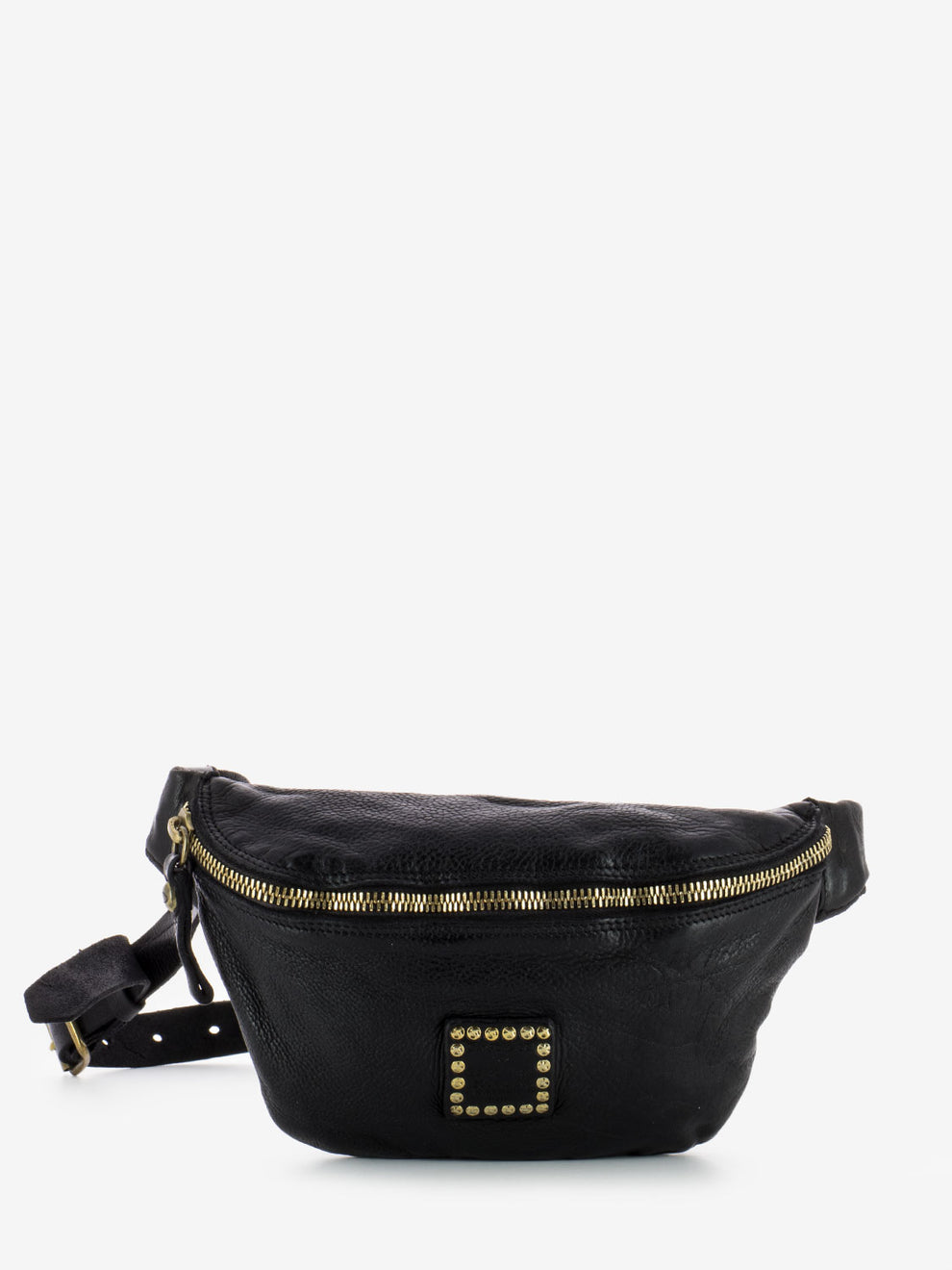 Black studded leather bum bag
