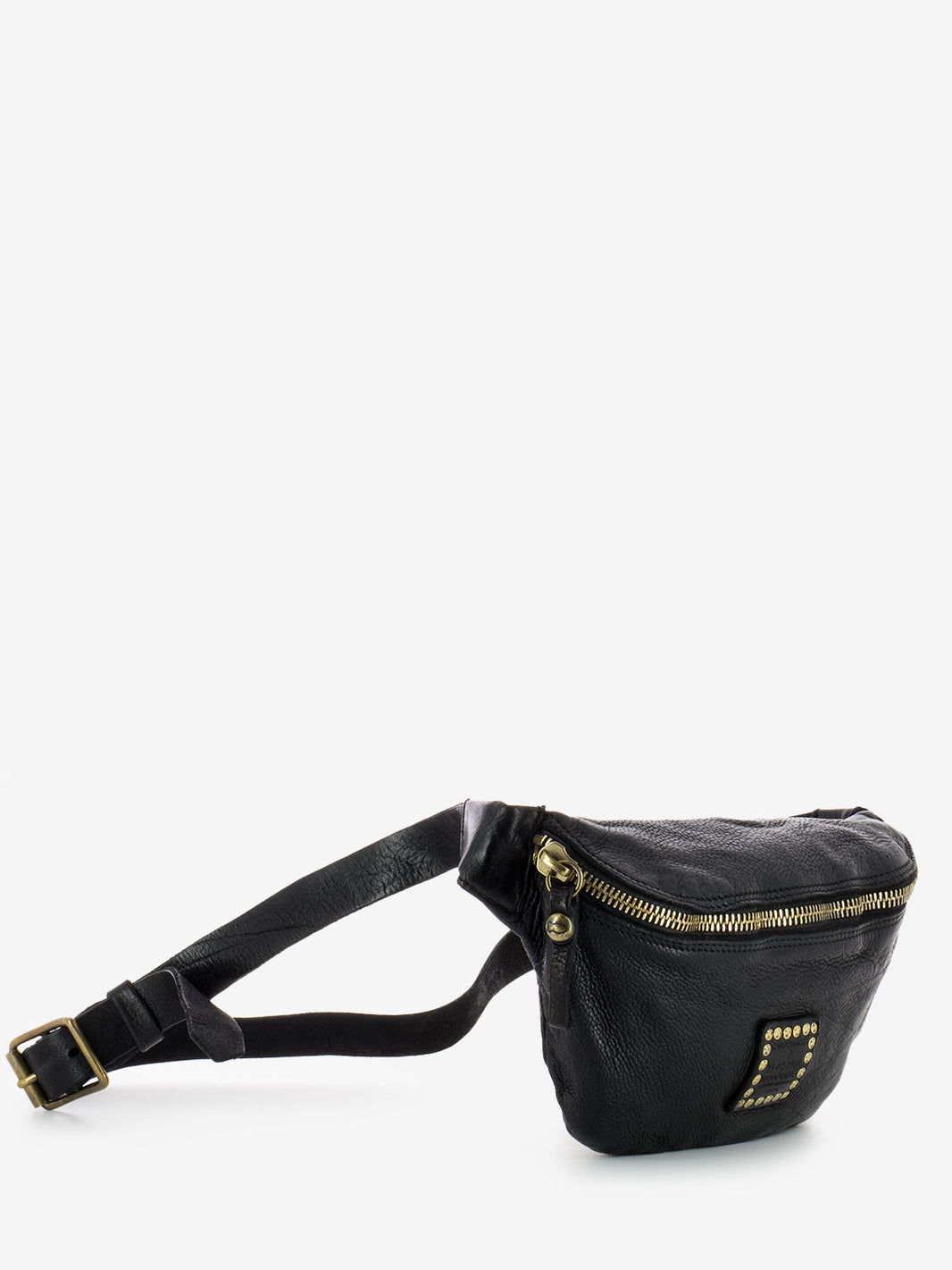 Black studded leather bum bag