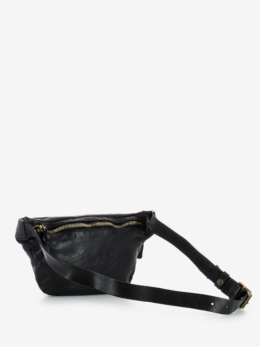 Black studded leather bum bag