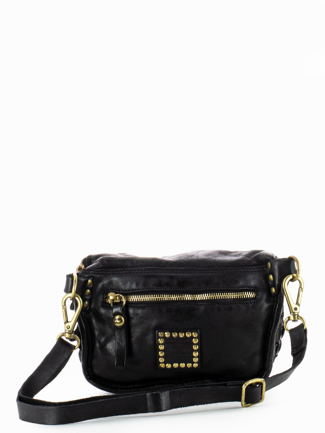 Black Leather Braided Bum Bag
