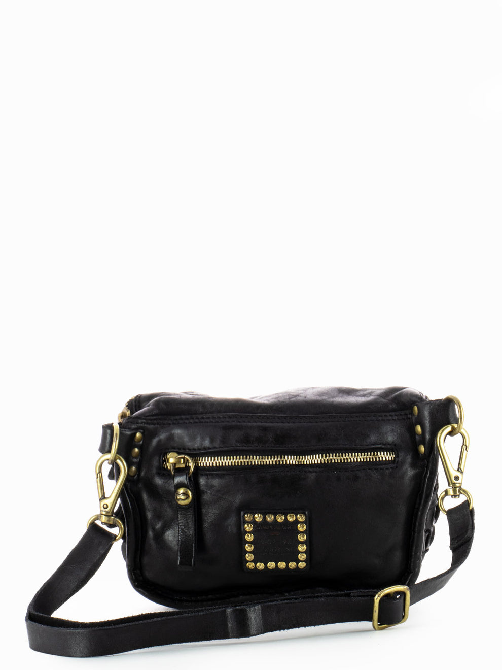Black Leather Braided Bum Bag