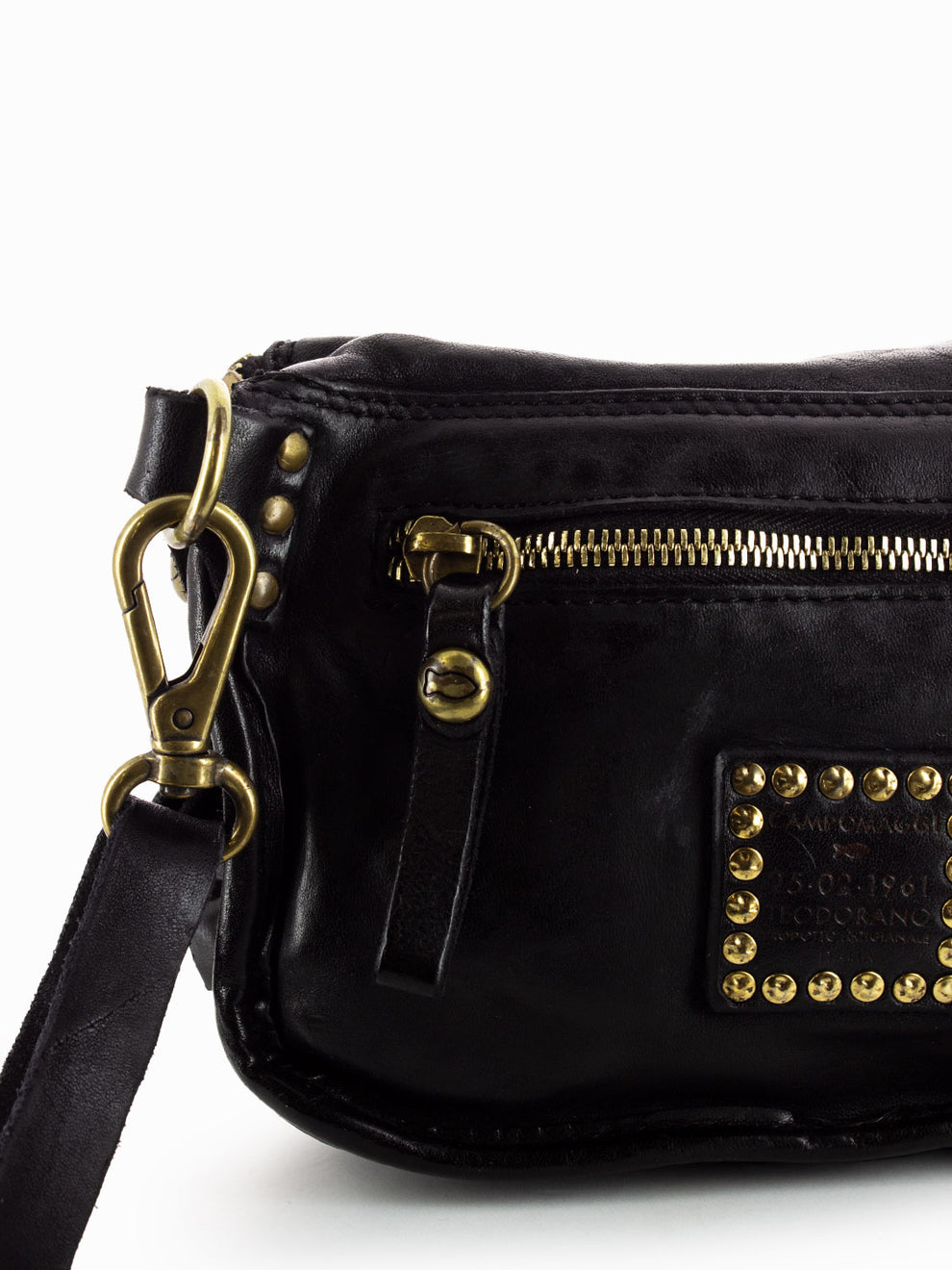 Black Leather Braided Bum Bag