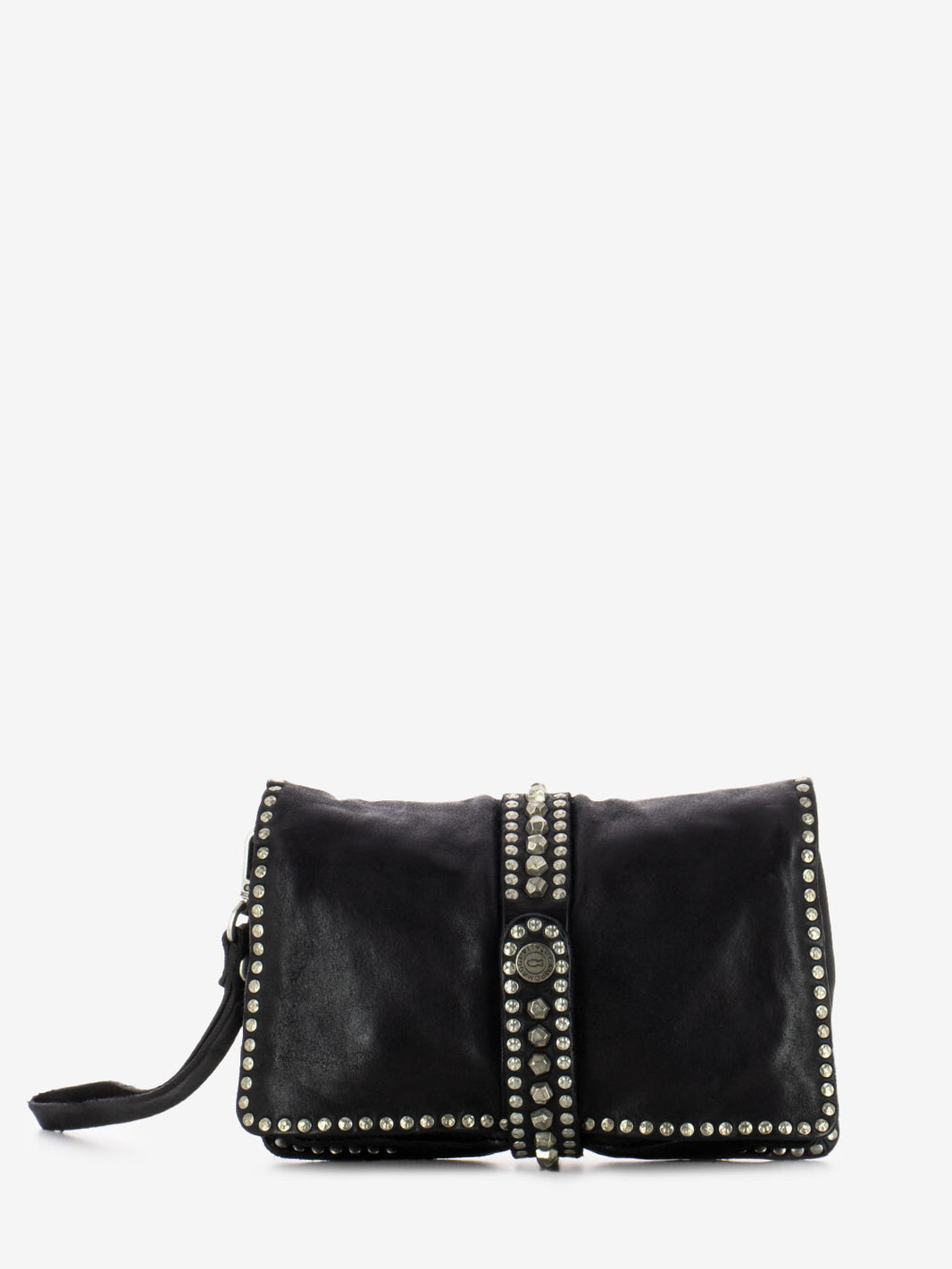 Birch clutch bag with shoulder strap and black studs