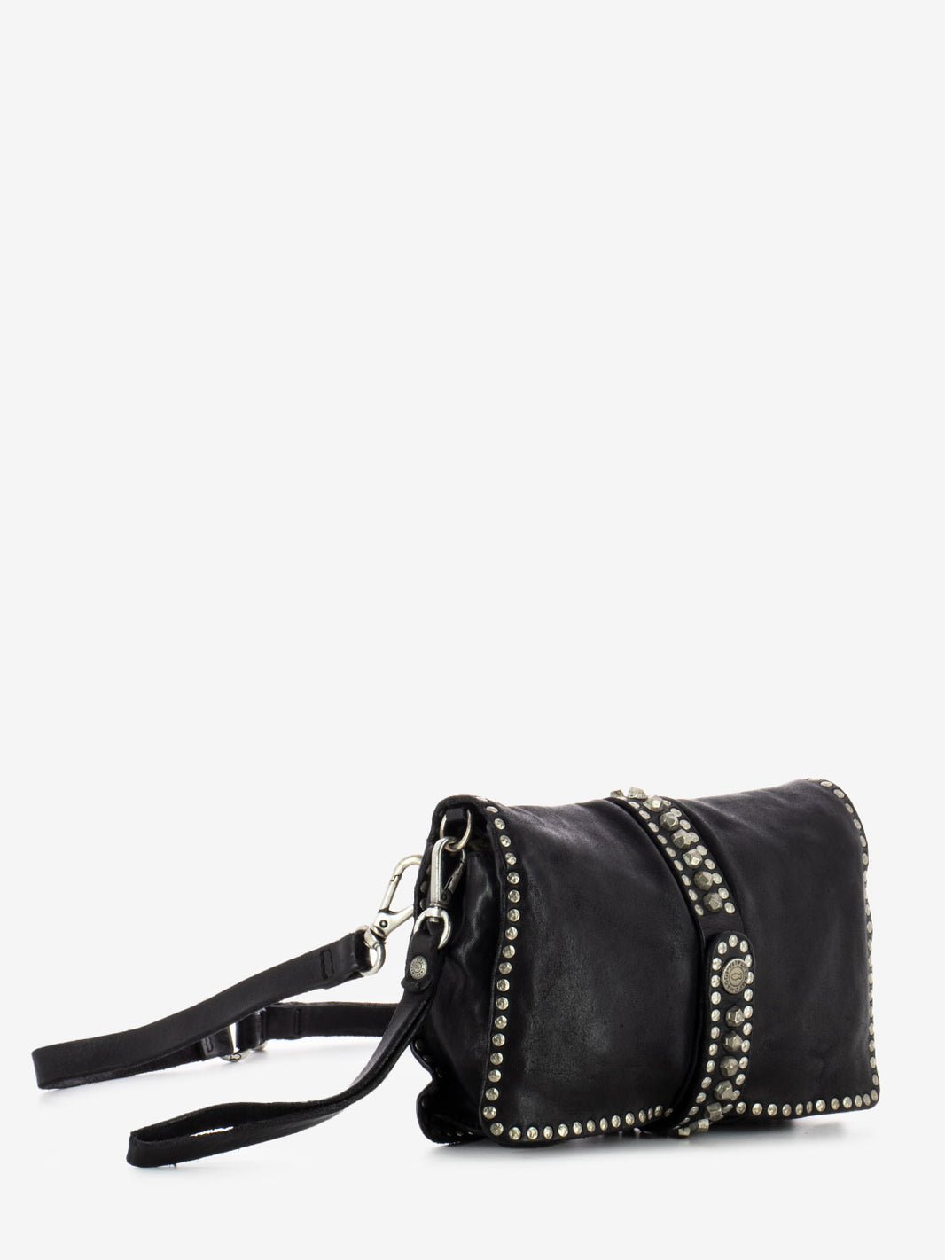 Birch clutch bag with shoulder strap and black studs