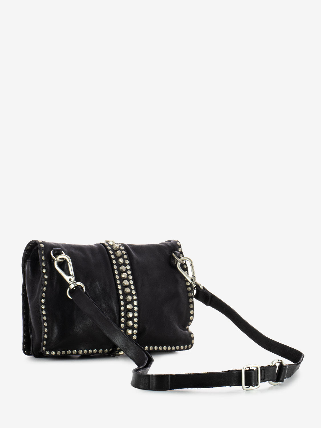 Birch clutch bag with shoulder strap and black studs