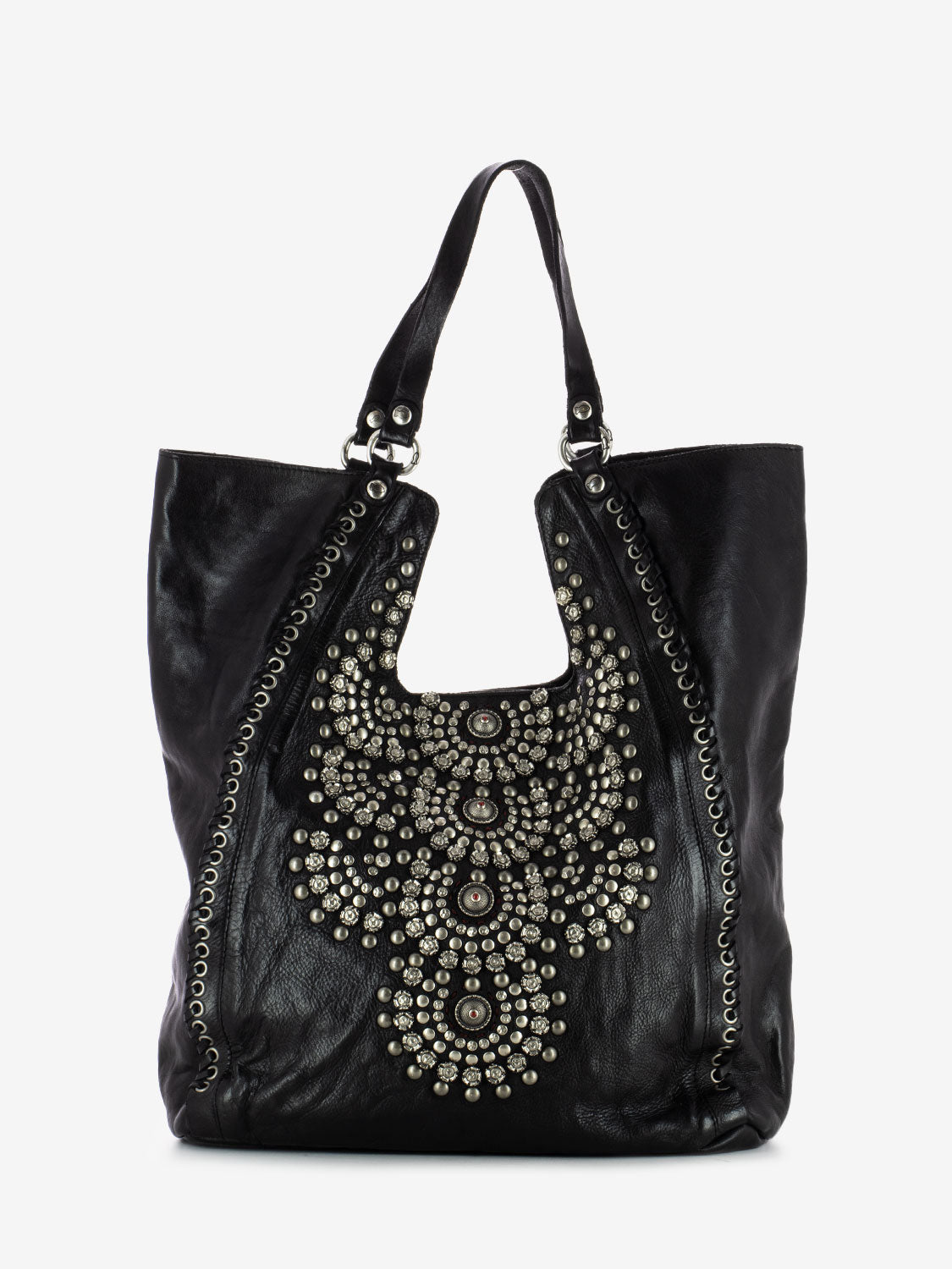 Shopper Camelia in pelle nera