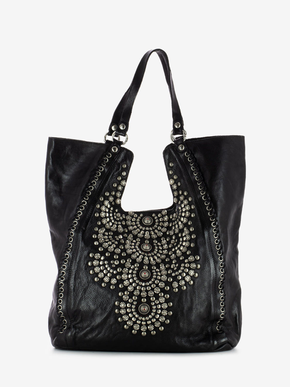 Shopper Camelia in pelle nera