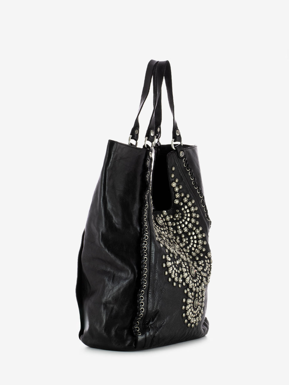 Shopper Camelia in pelle nera