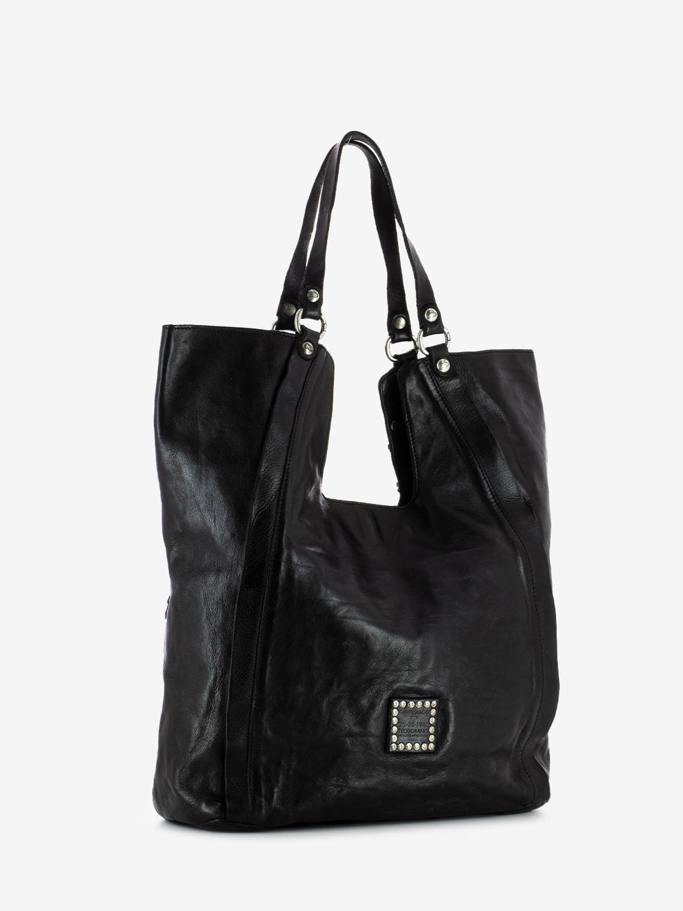 Shopper Camelia in pelle nera