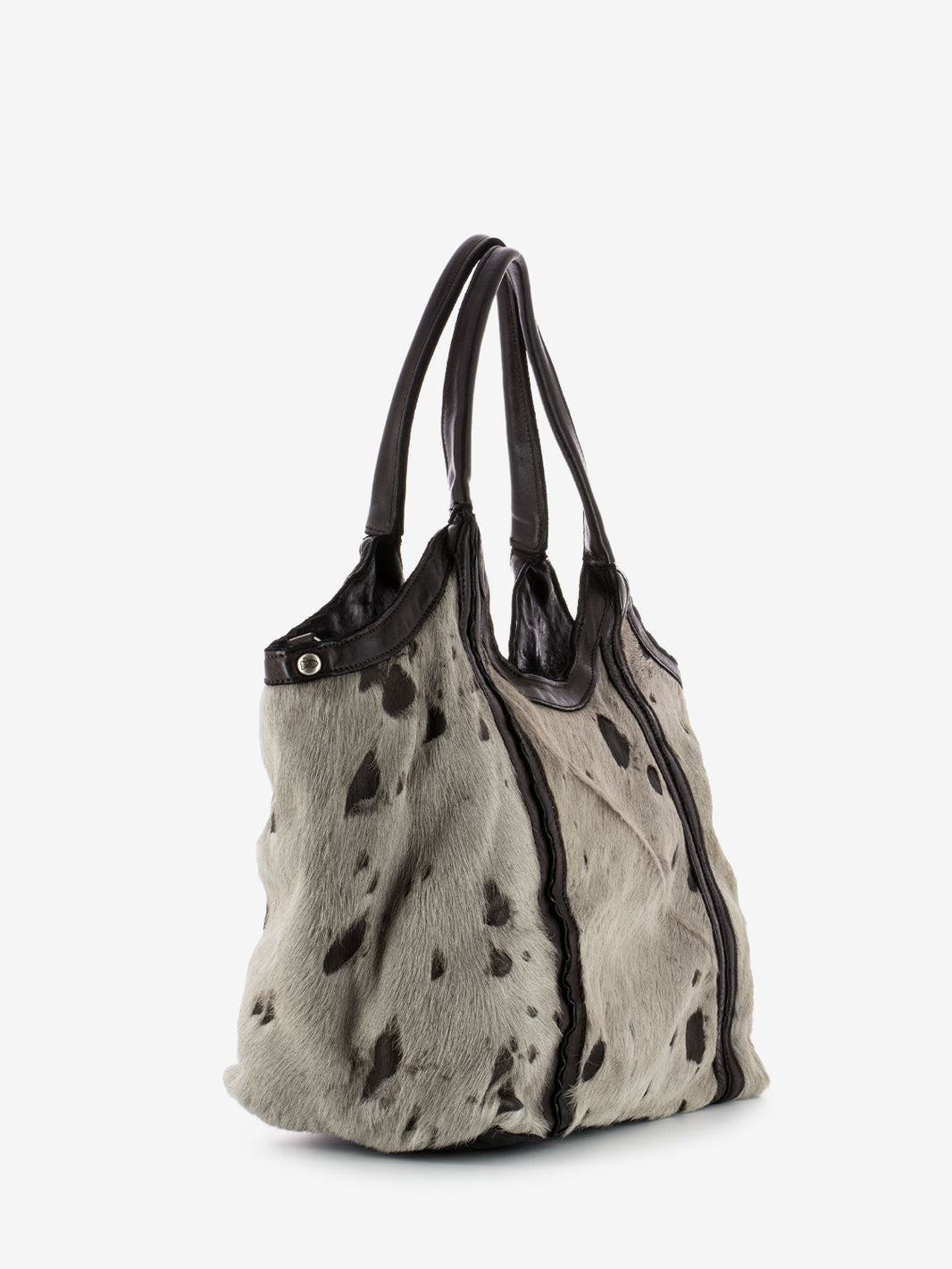 Beige / dark brown pony shopper