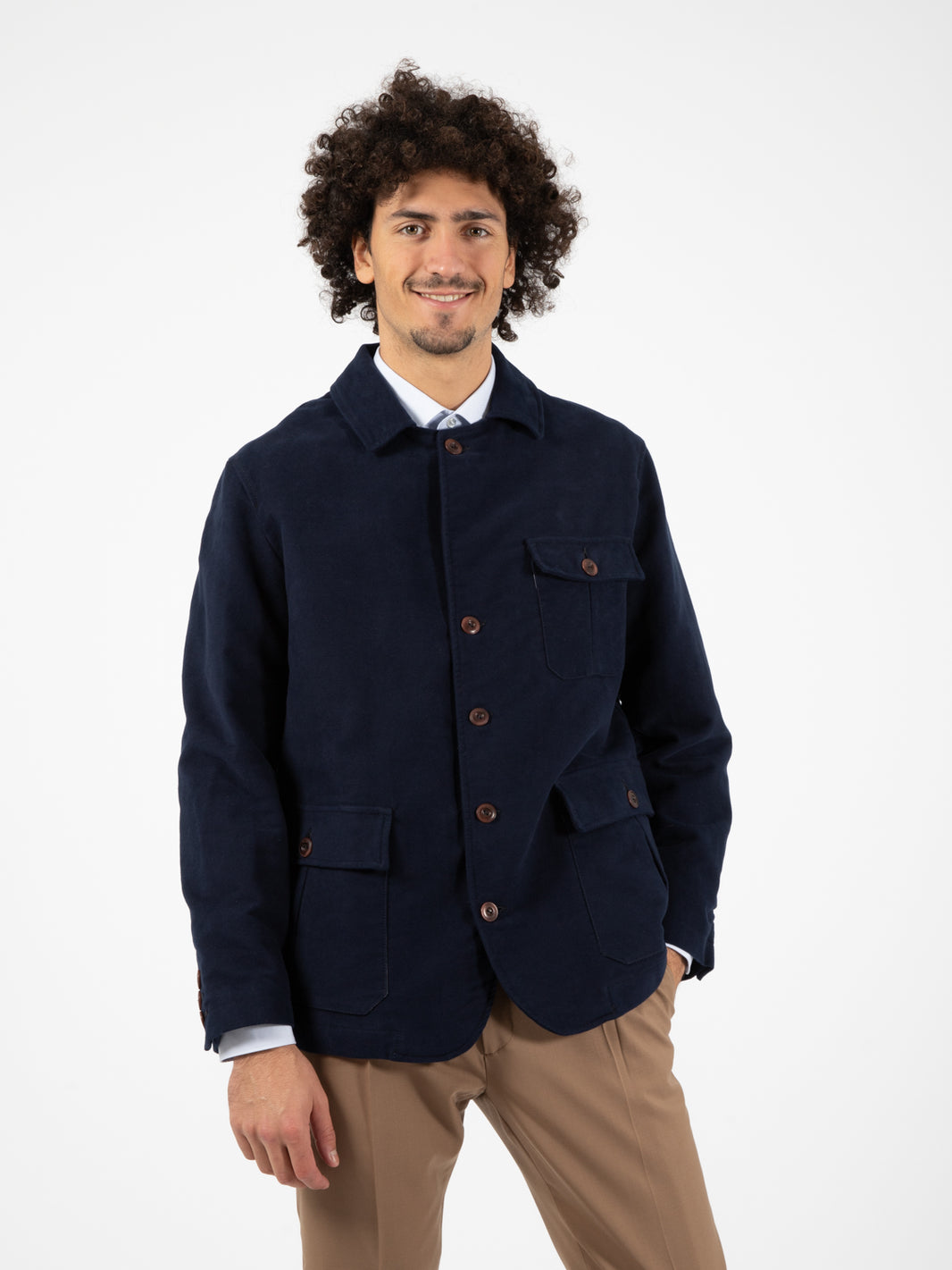 Giacca fustagno tre tasche blu