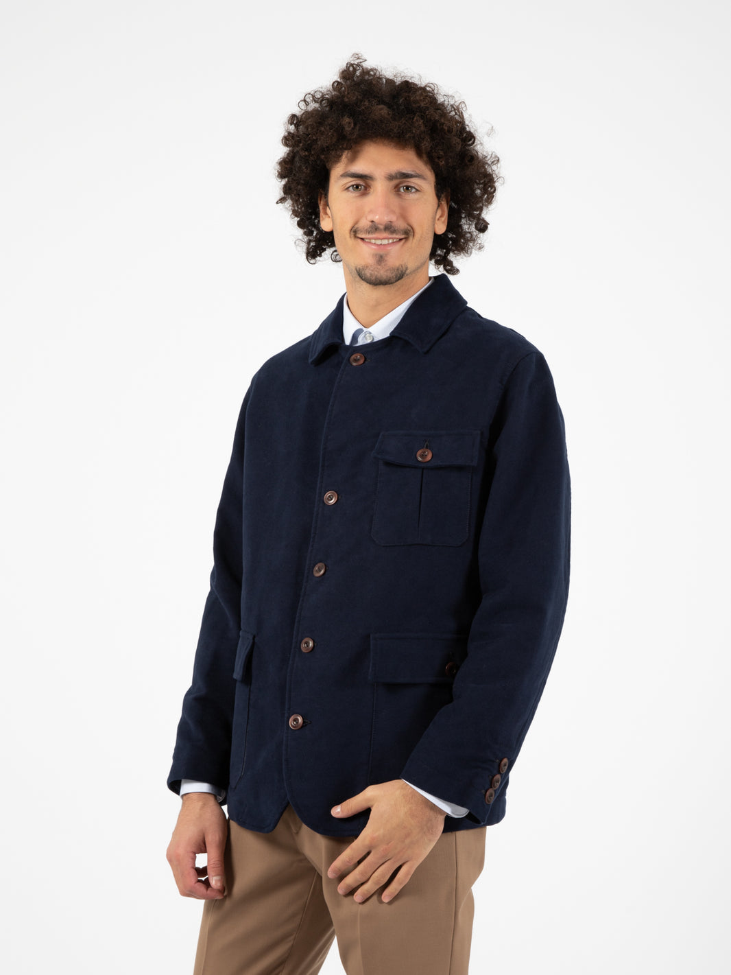 Giacca fustagno tre tasche blu