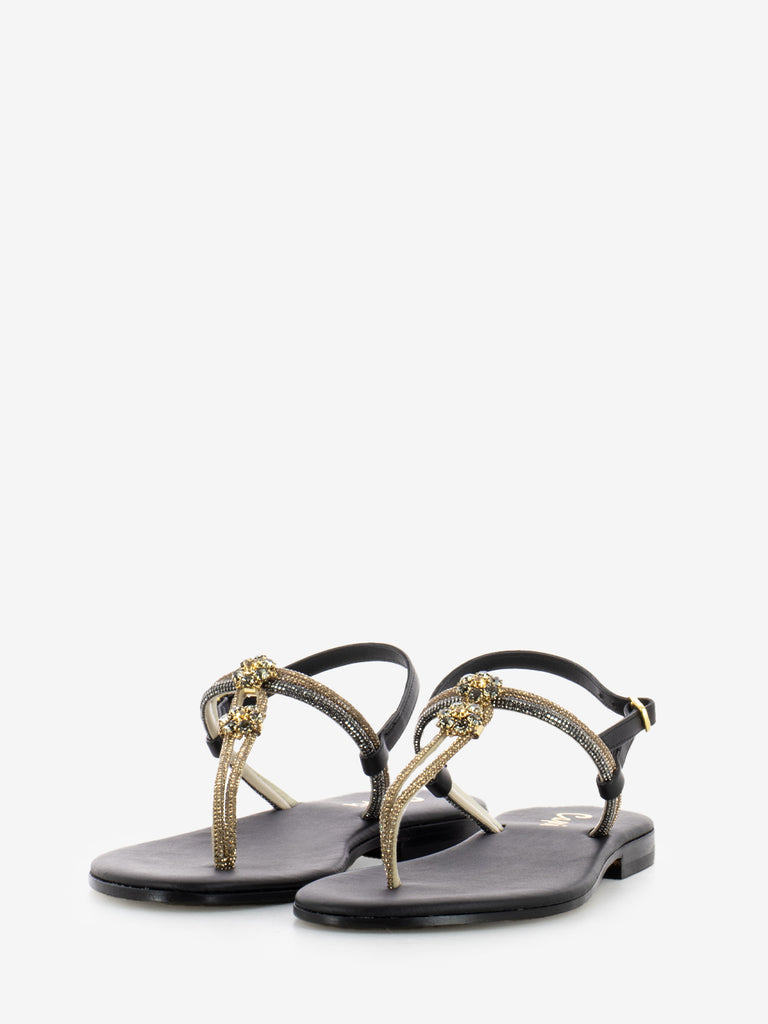 CAPRI - Sandali infradito rhinestones nero / oro