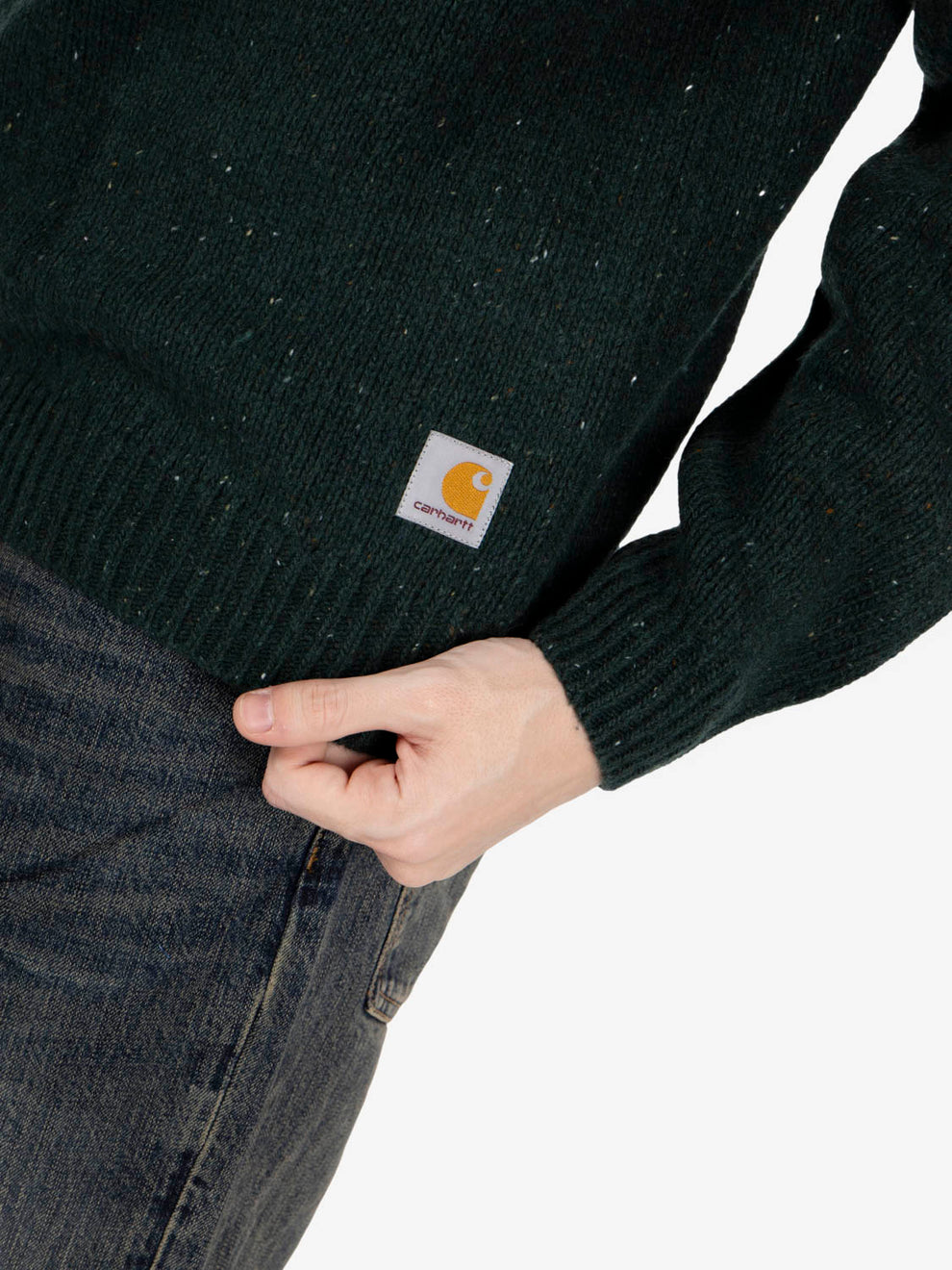 Anglistic sweater speckled dark scarab