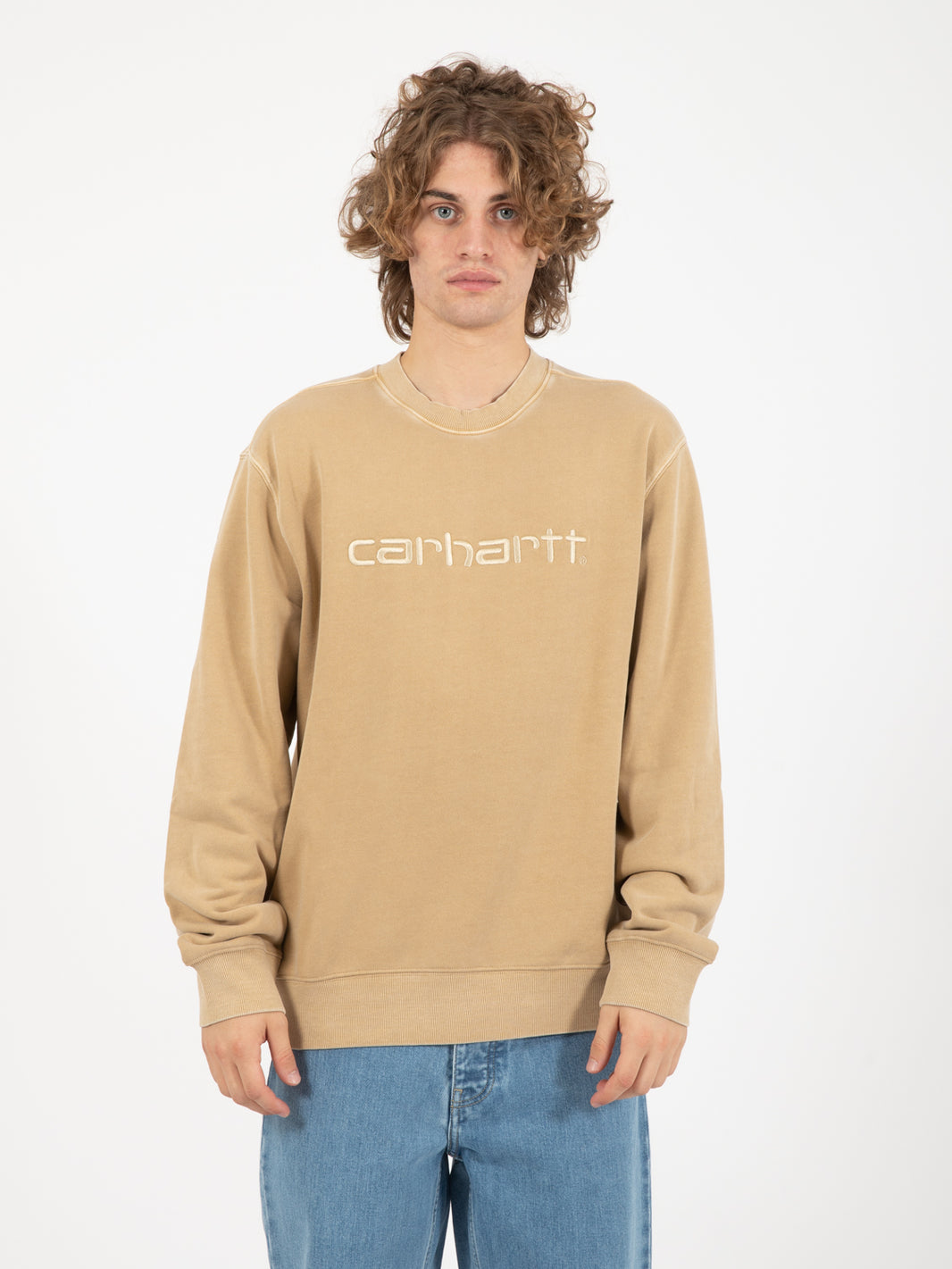 Duster sweat dusty brown garment dyed 
