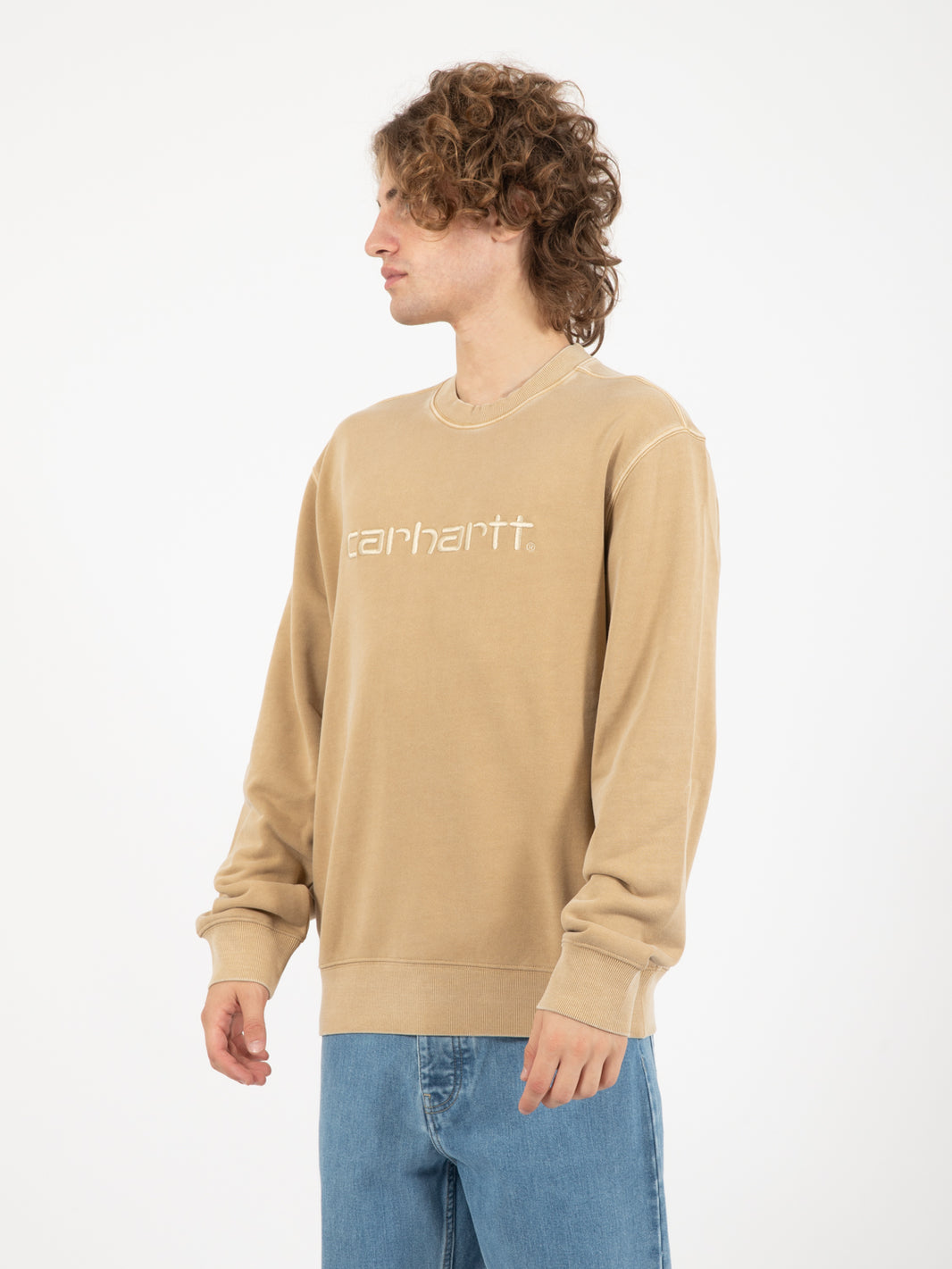 Duster sweat dusty brown garment dyed 