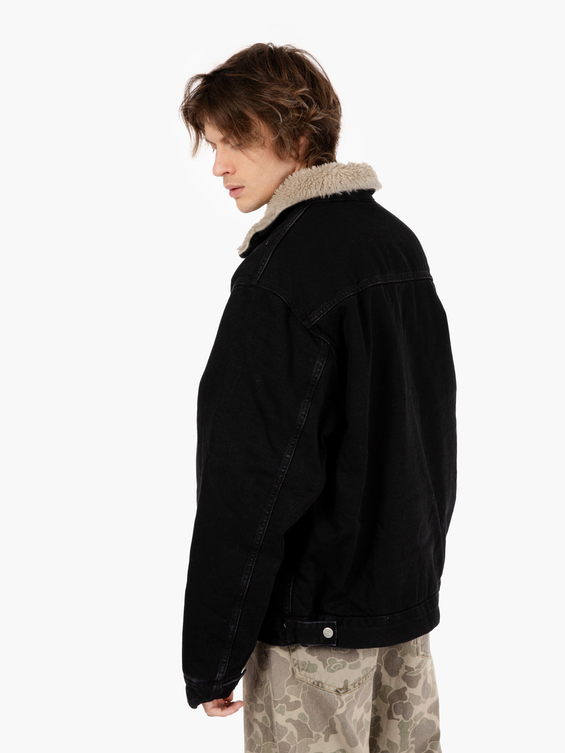 美品/XL CARHARTT WIP HERALD JACKET 黒　ボア Carhartt WIP herald zip up jacket in black | ASOS