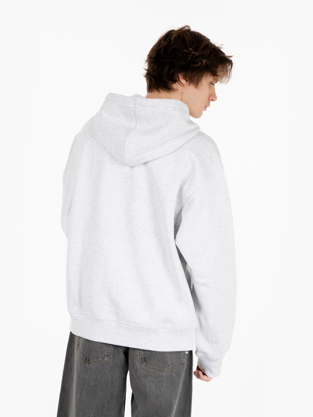Hooded american script jacket ash heather 