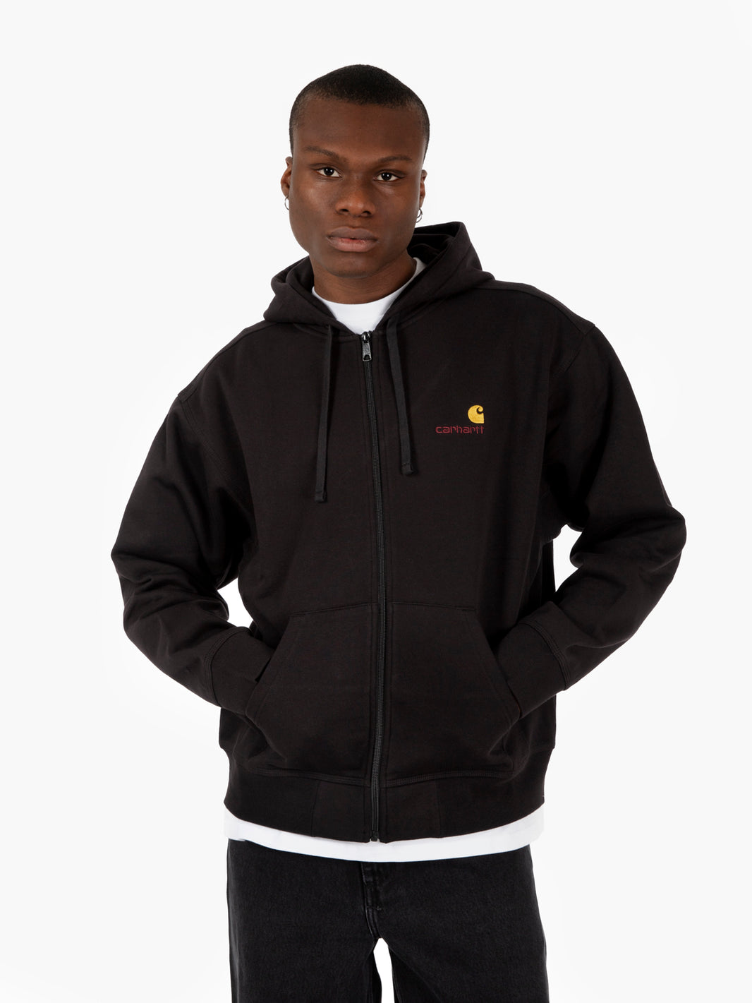 Hooded american script jacket black