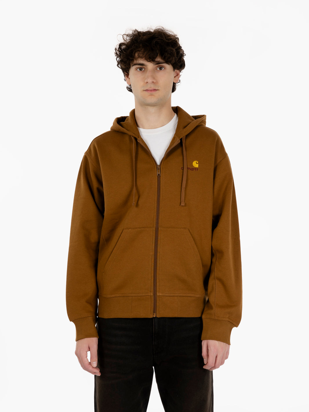 Hooded American script jacket hamilton brown