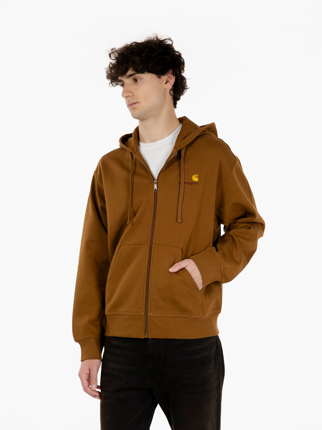 Hooded American script jacket hamilton brown