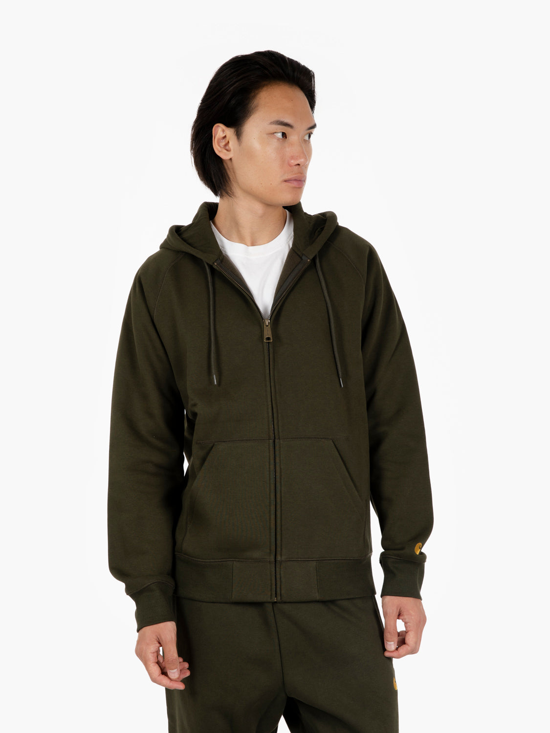 Hooded chase jacket olive / gold