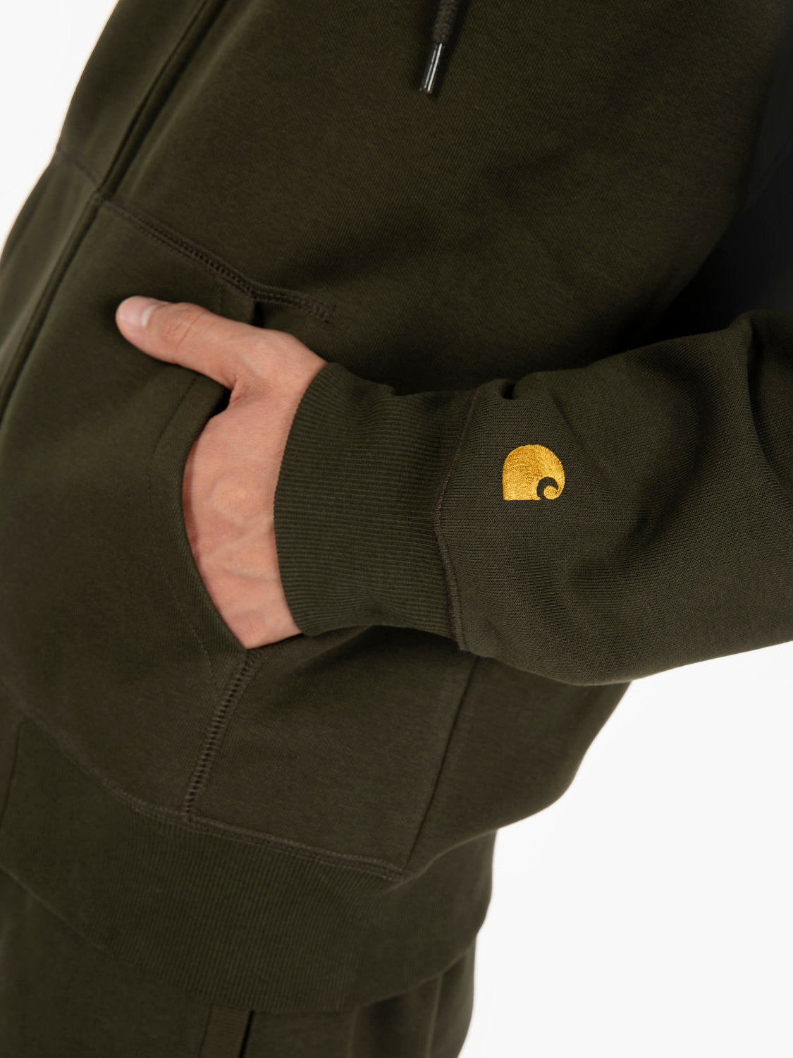 Hooded chase jacket olive / gold