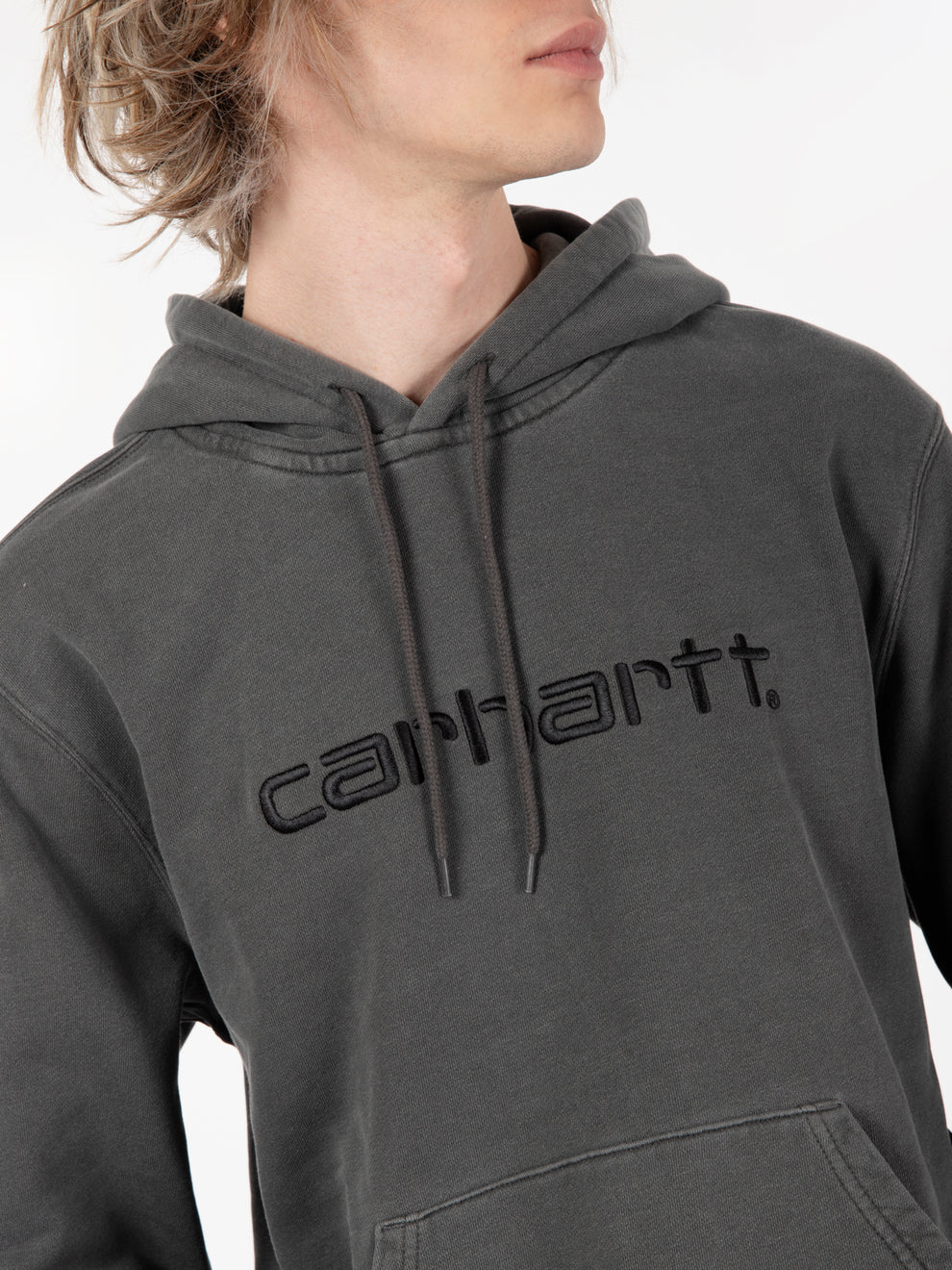Hooded Duster sweat black garment dyed