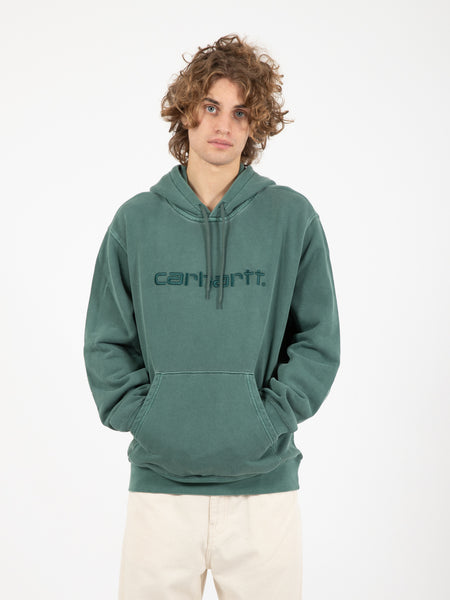 Hooded Duster sweat discovery green garment dyed