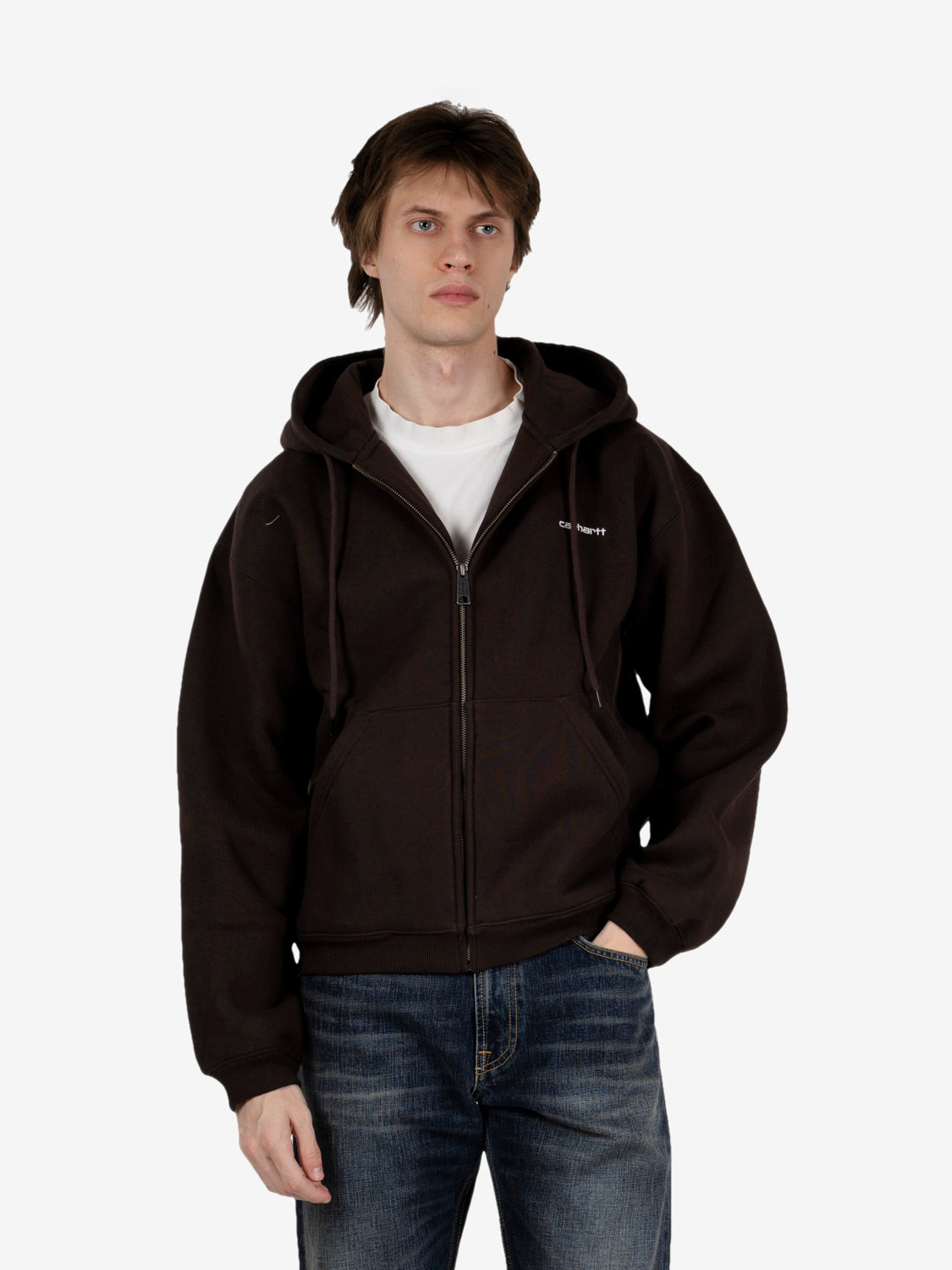 Giacca con cappuccio Ebbert tabacco / bianco