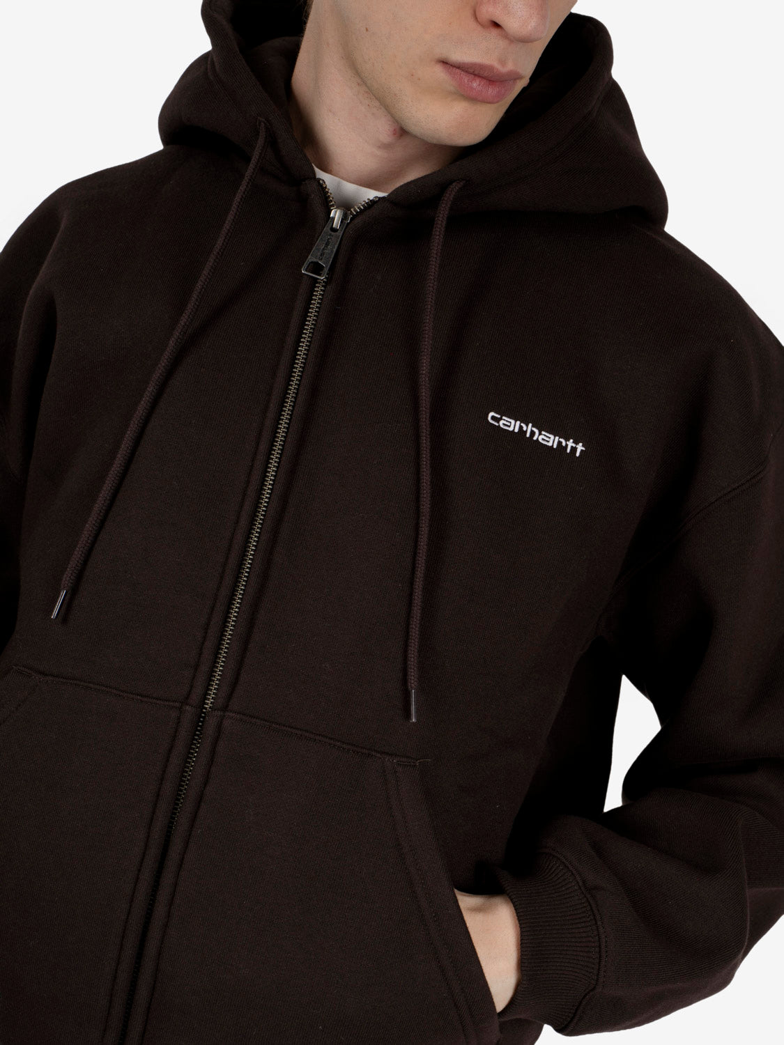 Giacca con cappuccio Ebbert tabacco / bianco