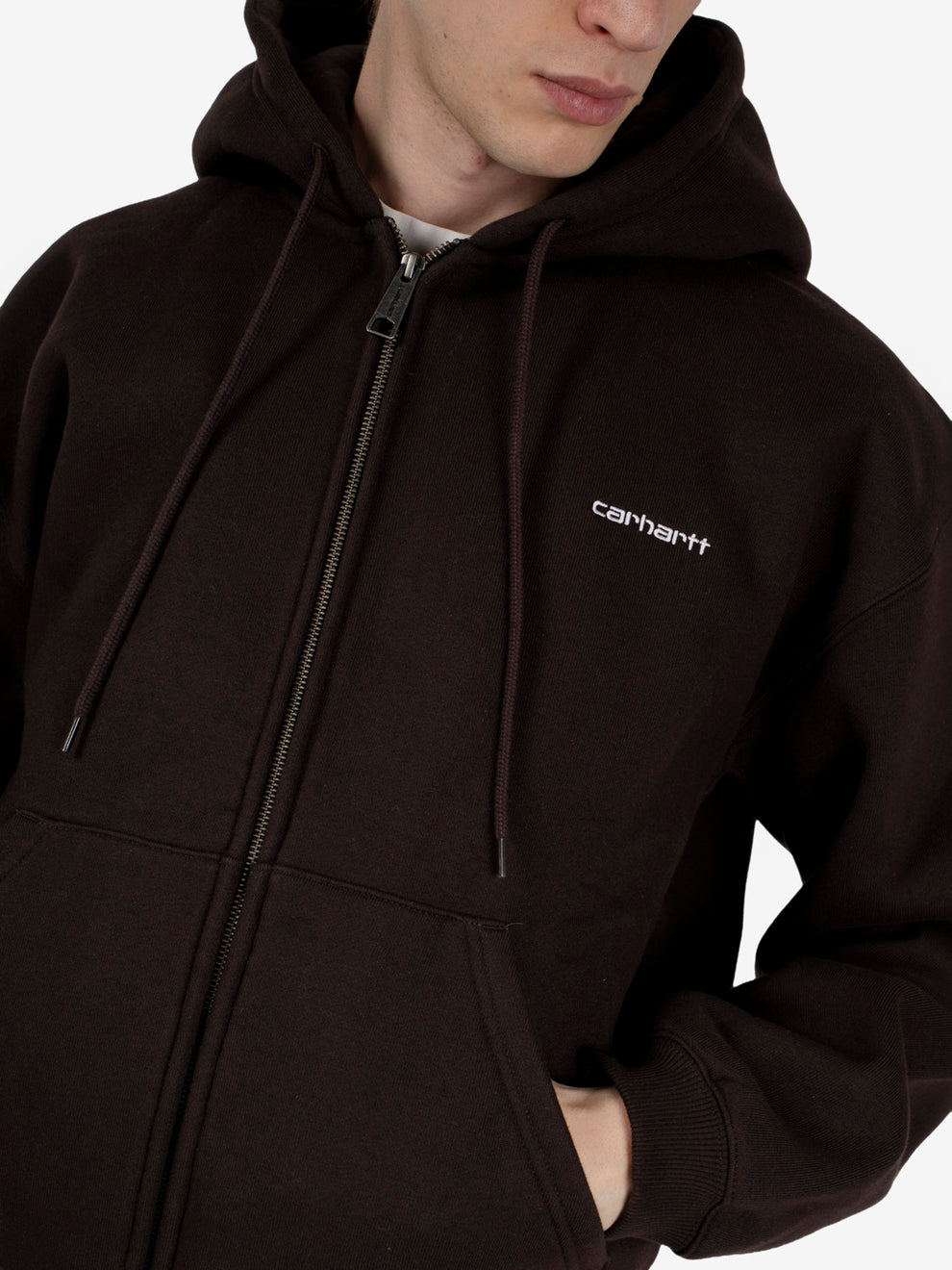 Giacca con cappuccio Ebbert tabacco / bianco