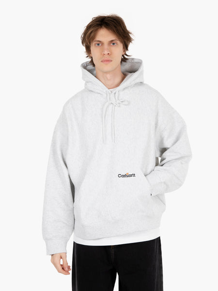 Hooded Label script sweat ash heather