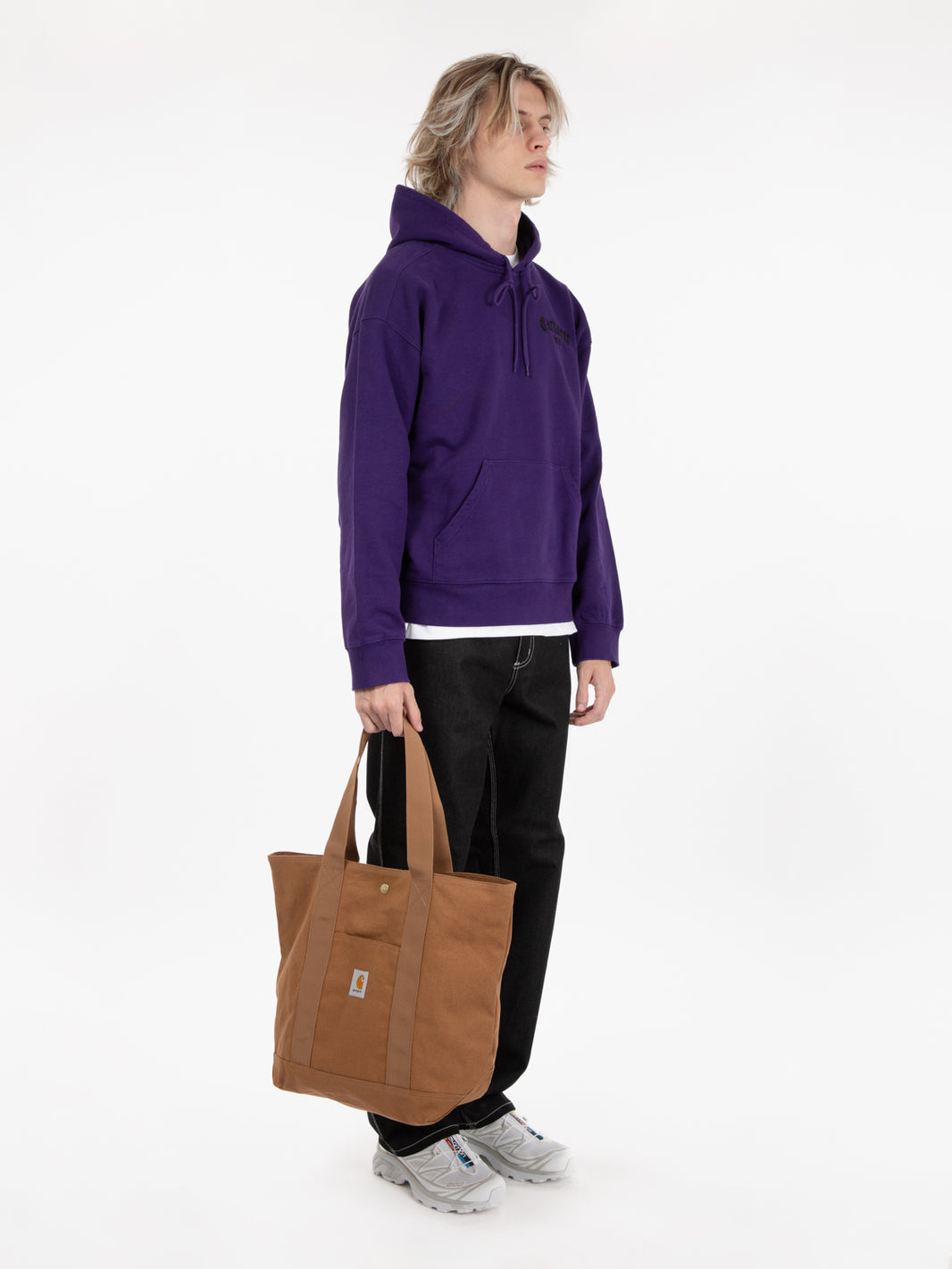 Hooded onyx script sweat tyrian / black