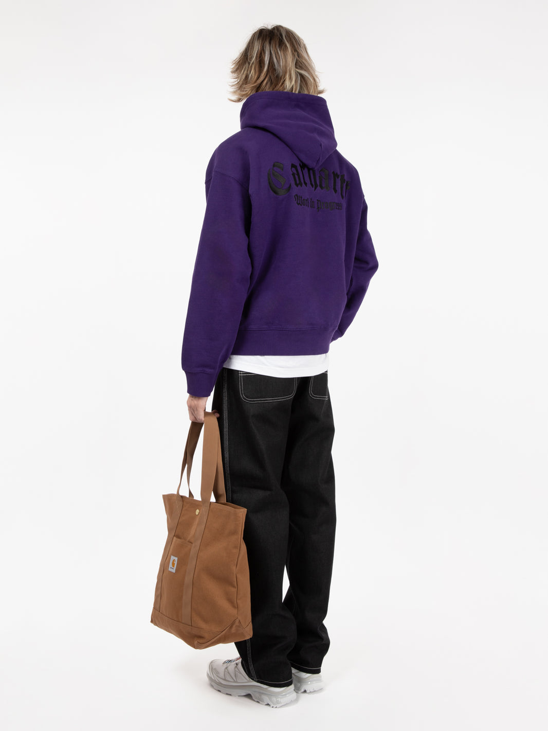 Hooded onyx script sweat tyrian / black