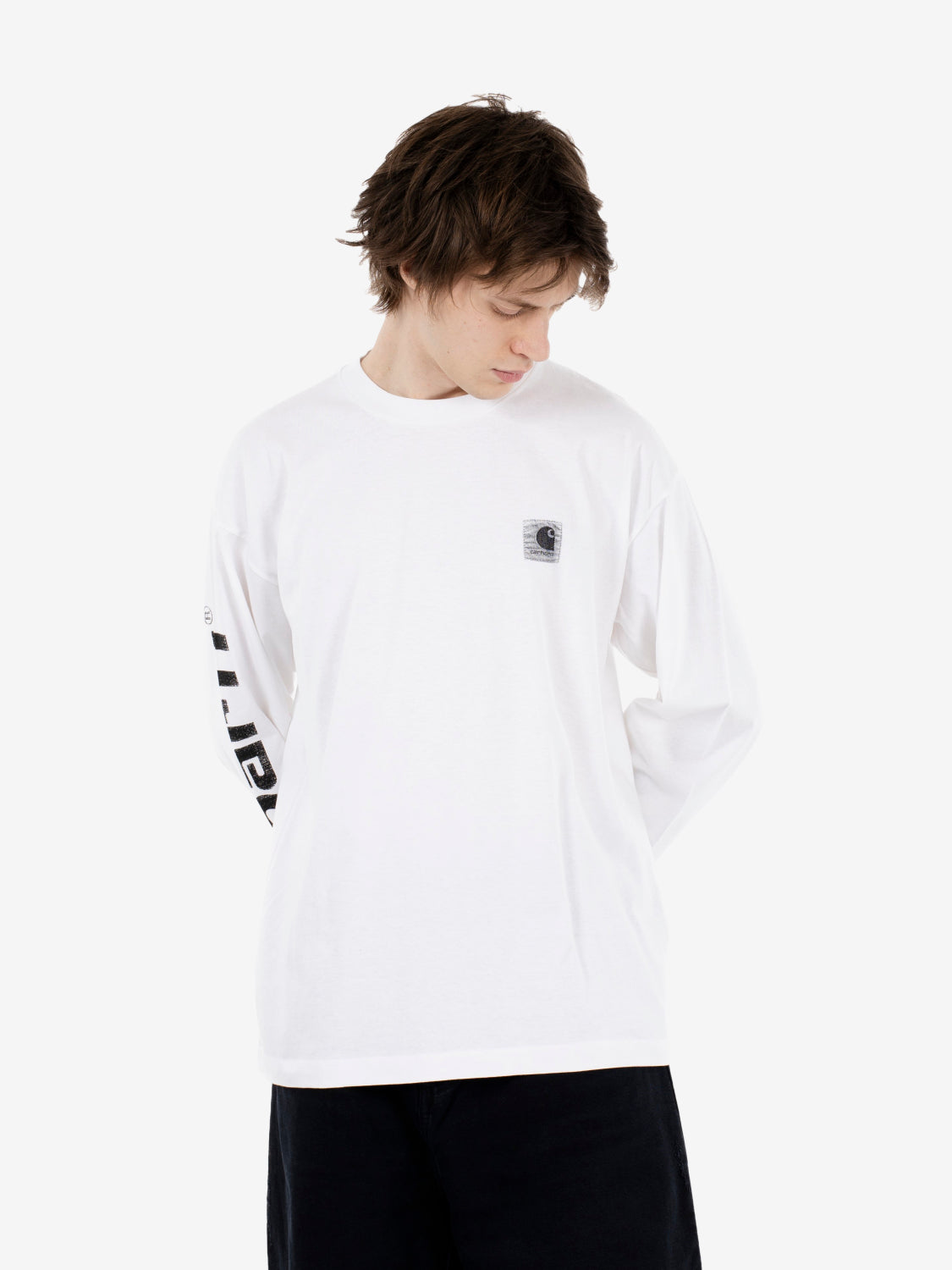 Carhartt WIP - L/S Archive Script t-shirt white | STIMM