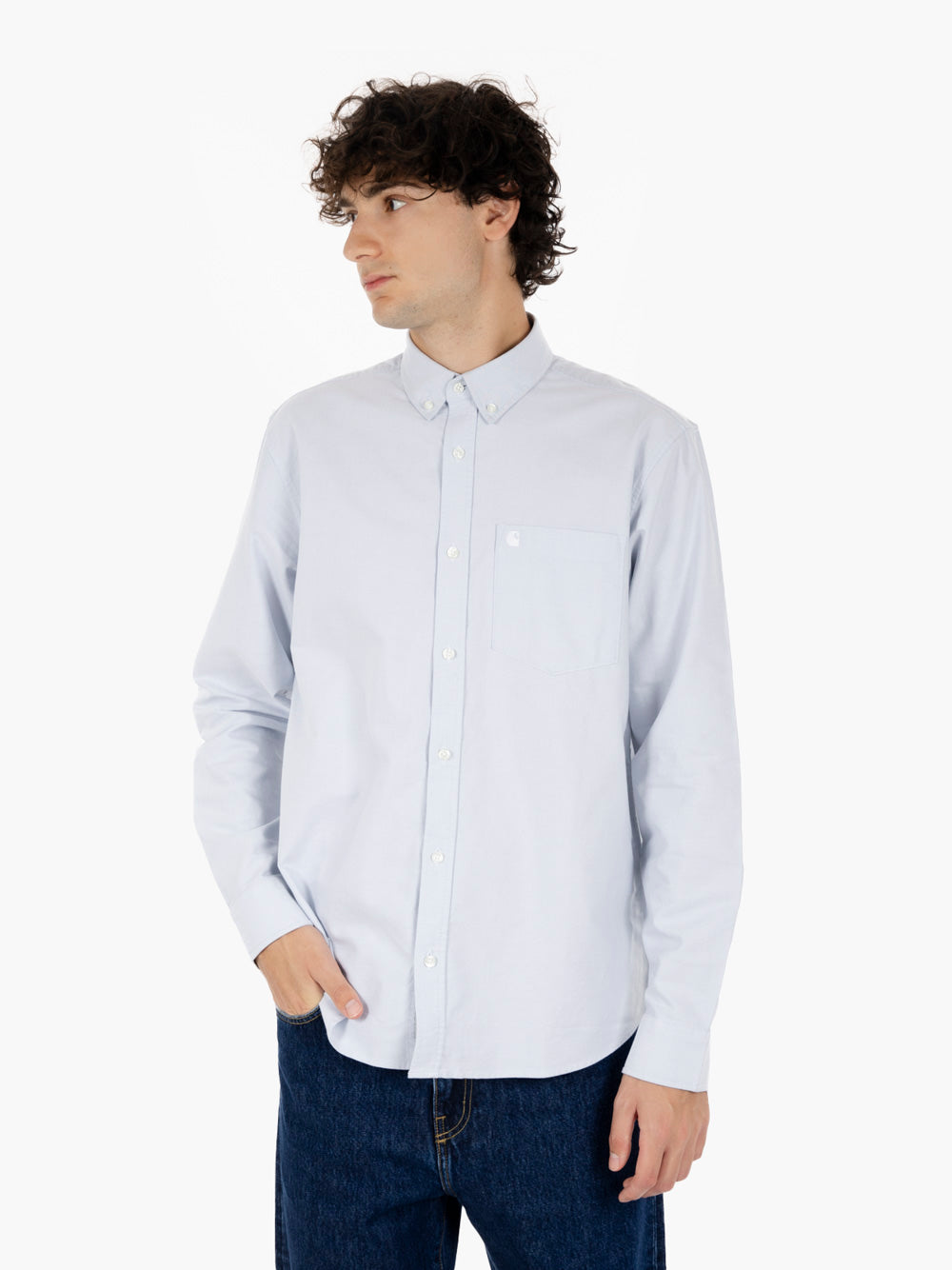 L/S C-Logo Shirt blue fog / white