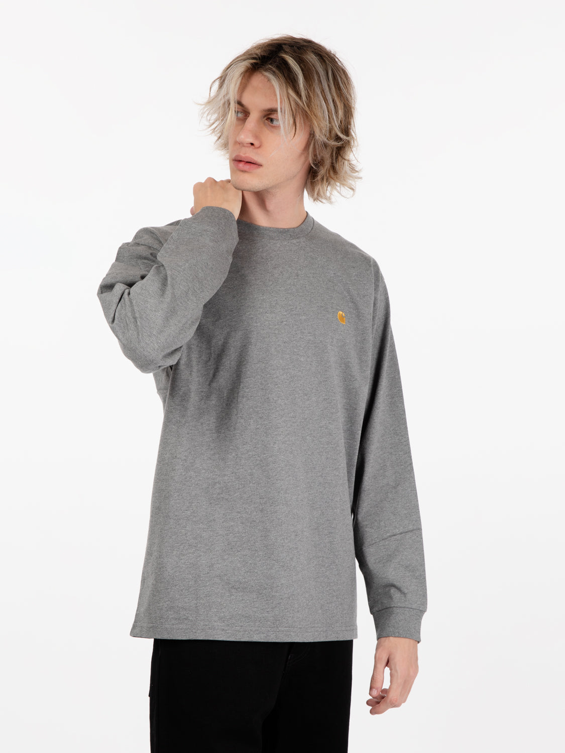 L/S Chase T-Shirt dark grey heather / gold