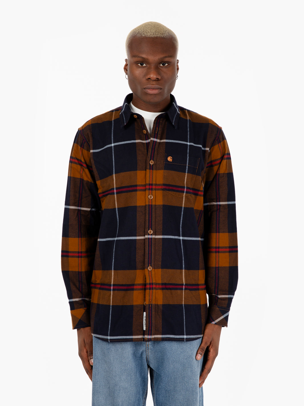 L/S Garnett shirt check deep brown 