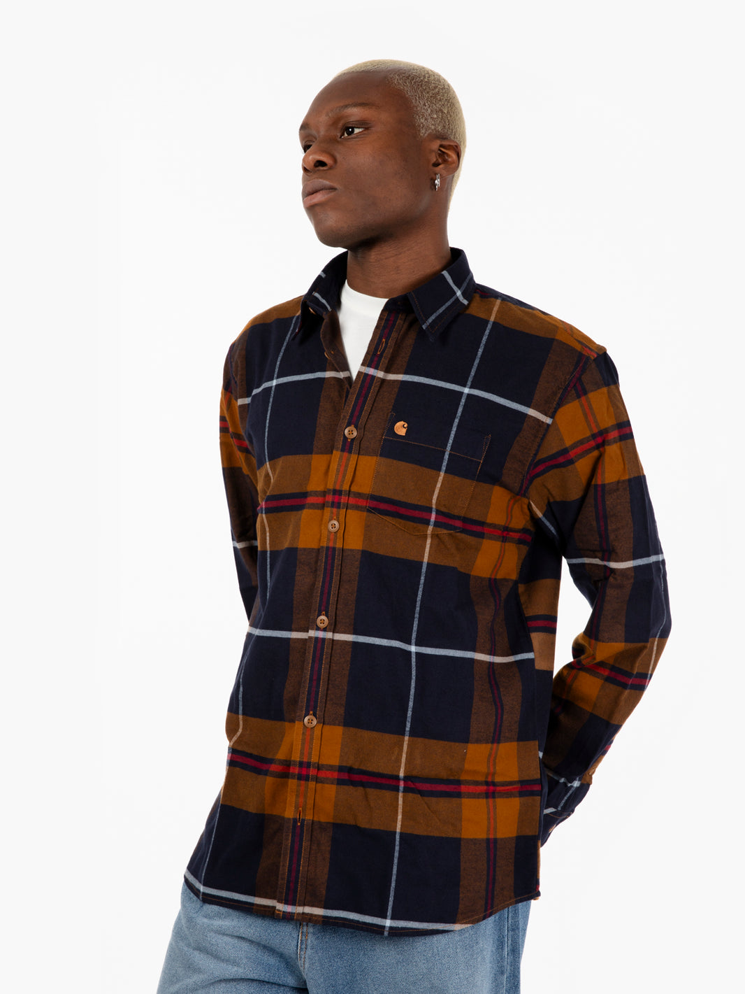 L/S Garnett shirt check deep brown 