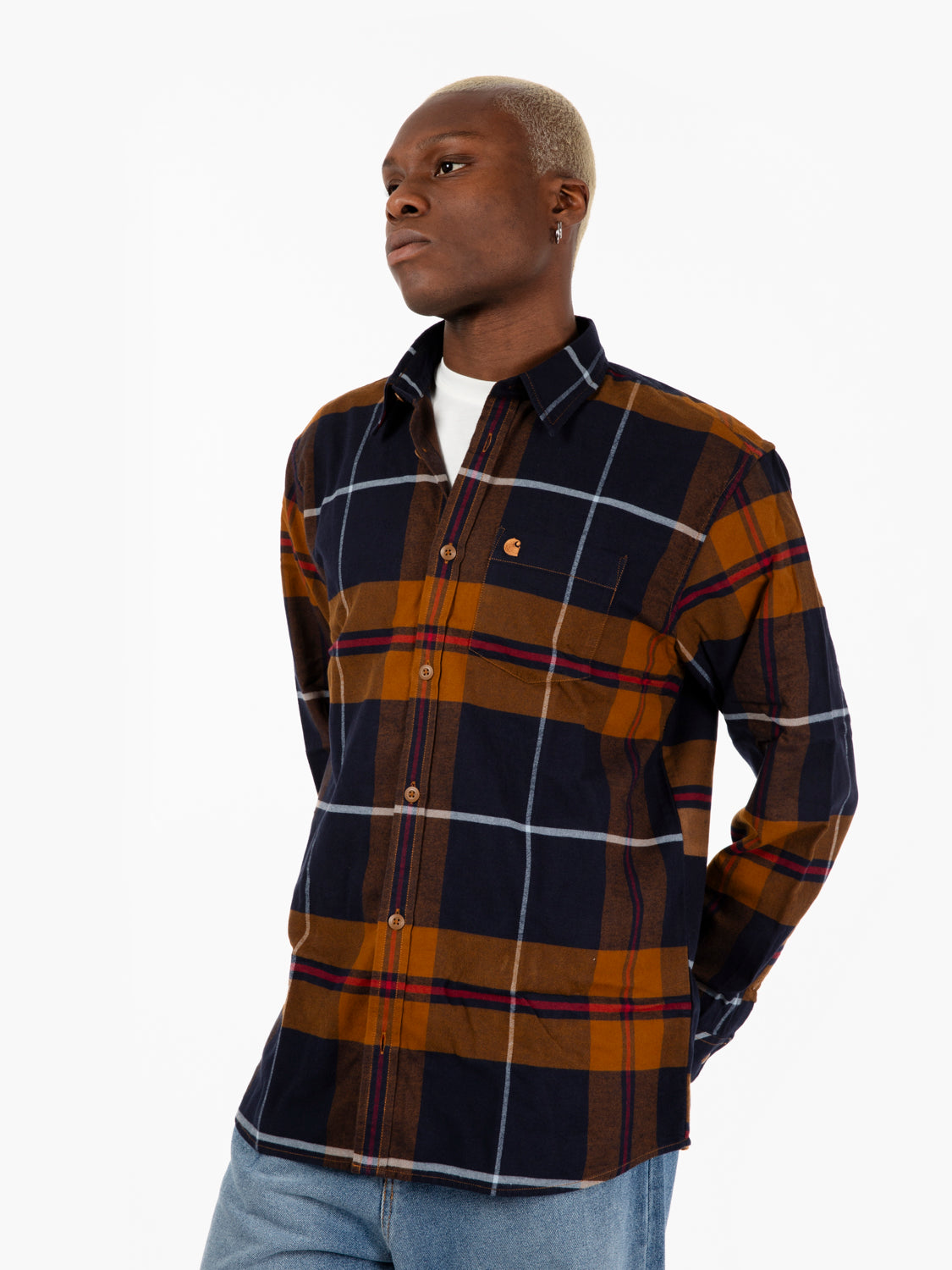 L/S Garnett shirt check deep brown 