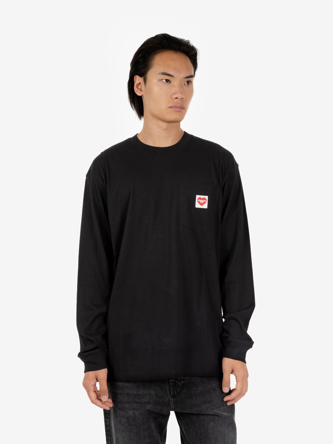 L/S Pocket Heart t-shirt black / red