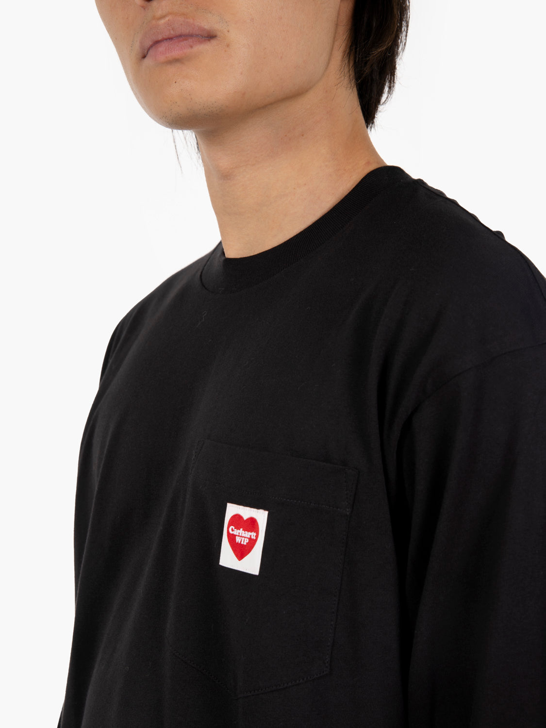 L/S Pocket Heart t-shirt black / red