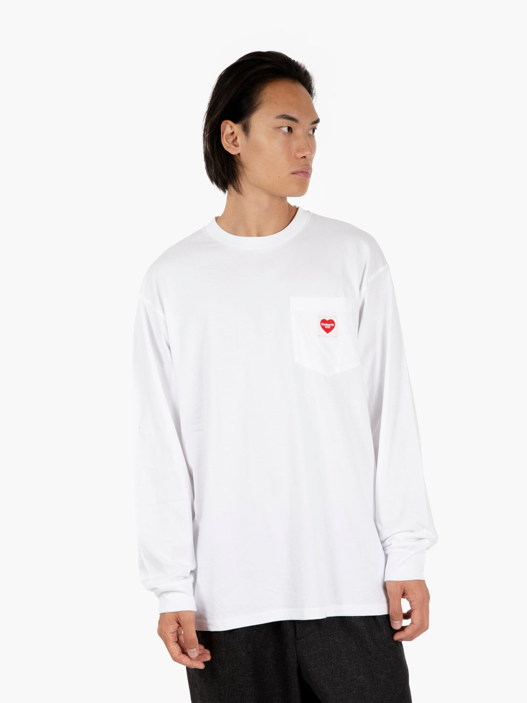 L/S Pocket Heart t-shirt white / red