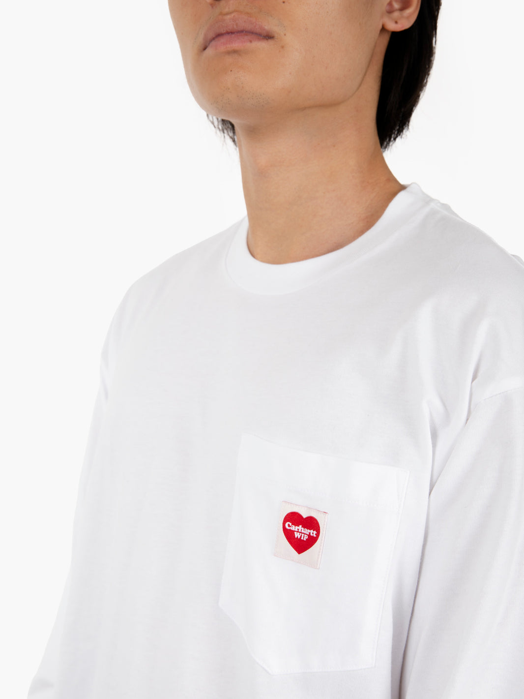 L/S Pocket Heart t-shirt white / red