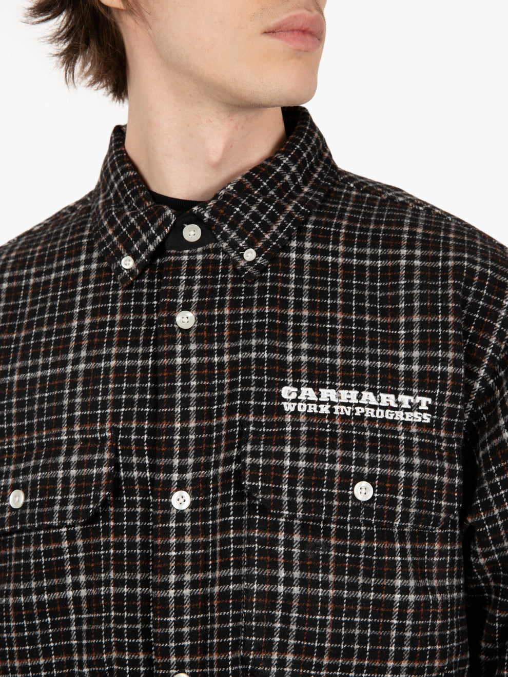 L/S Runaway Millet shirt check black / wax