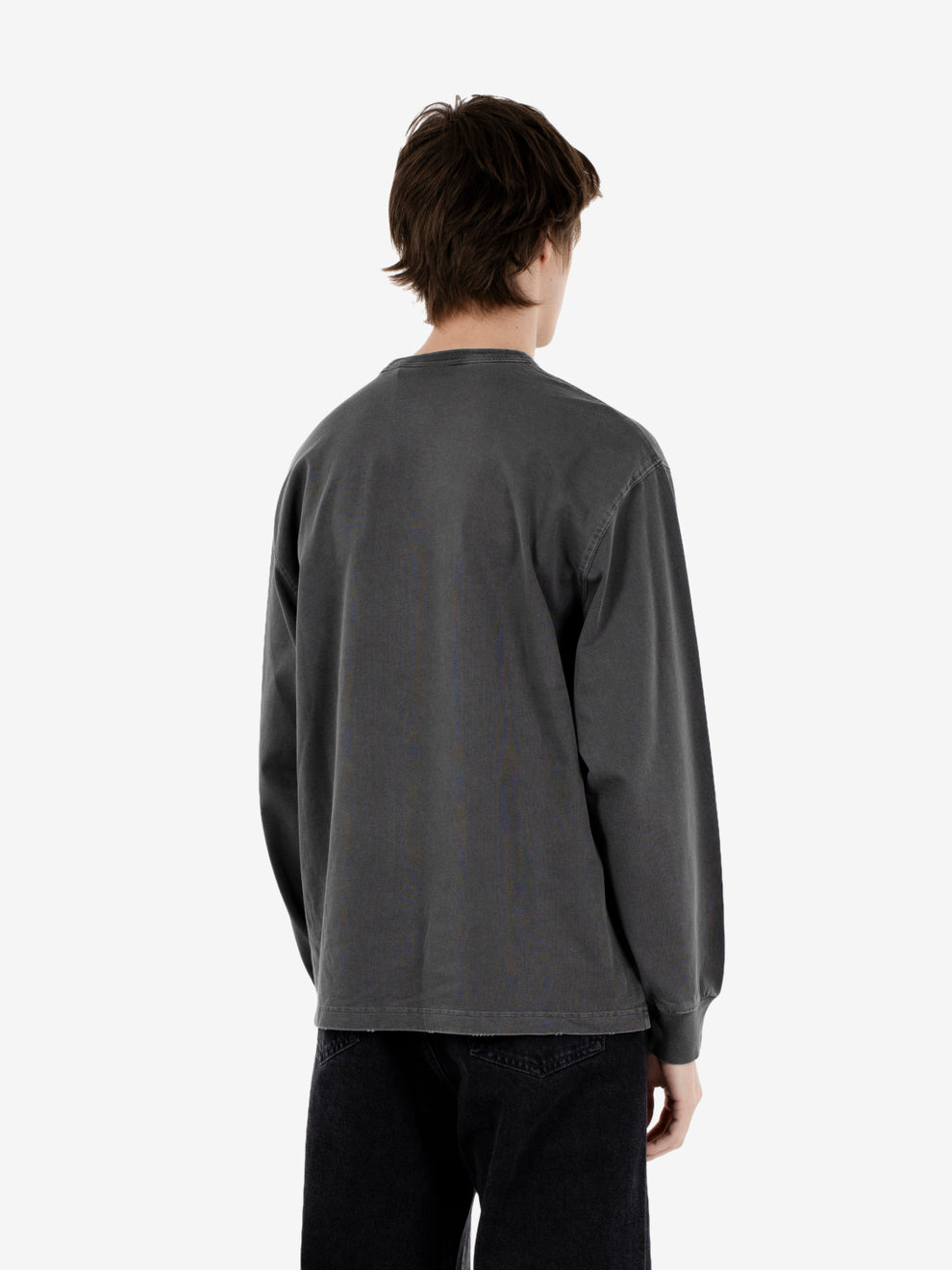 L/S Torion pocket t-shirt black grind wash